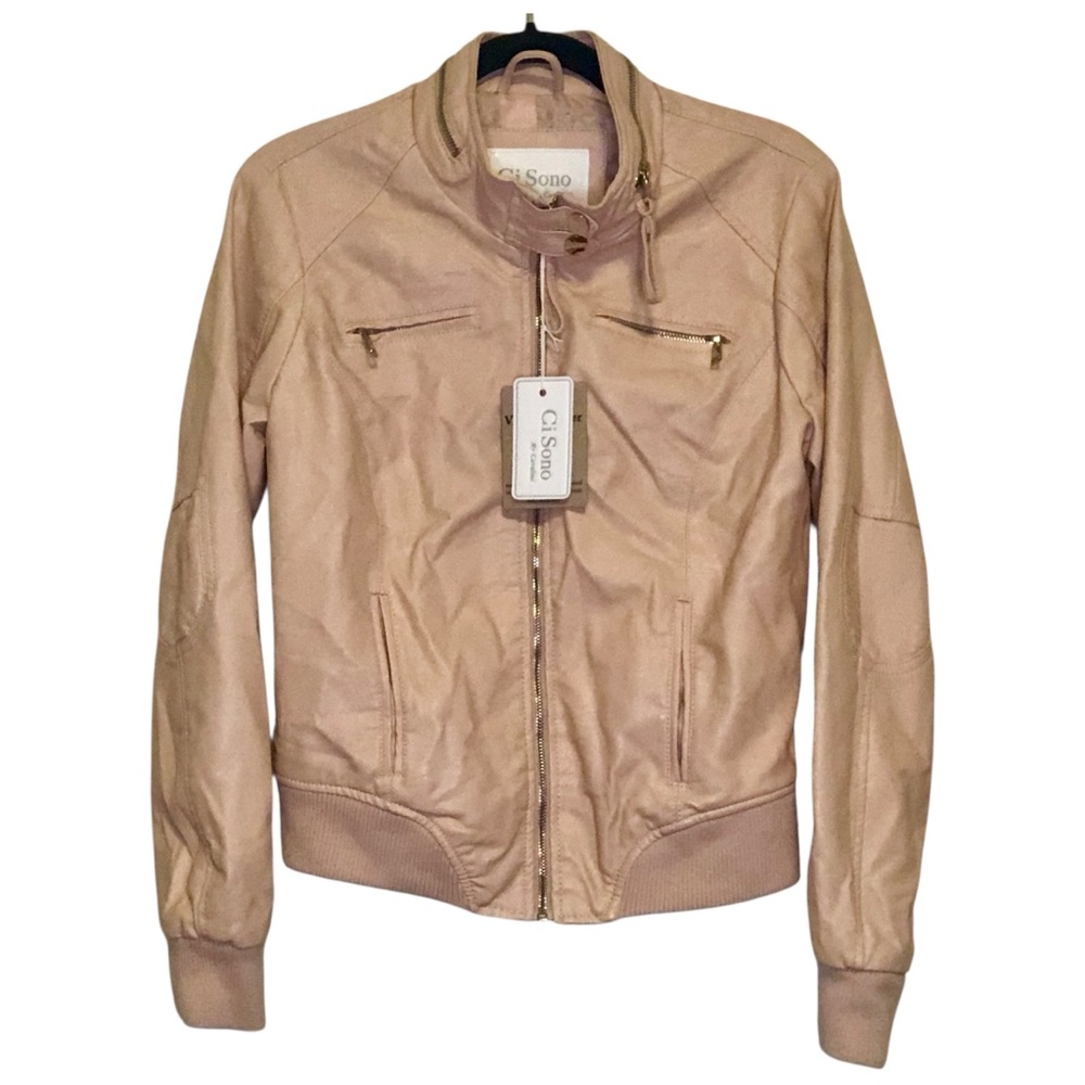 Cavalini Vegan Leather Bomber Jacket Mauve Size Large